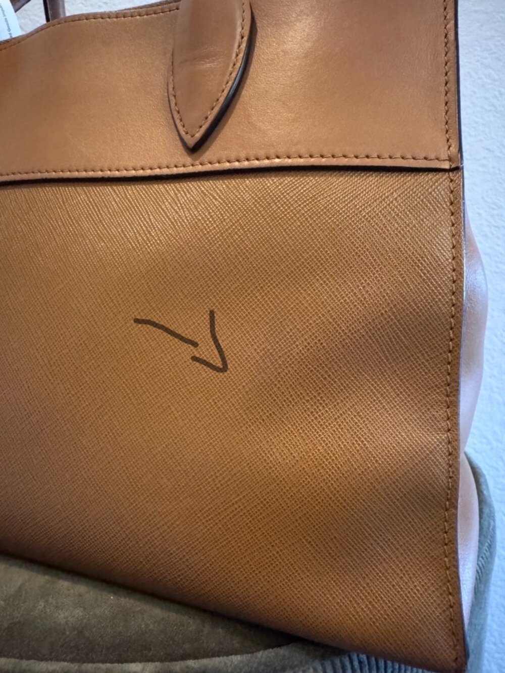 Prada Saffiano Leather Brown Tan Satchel Tote Crossbody Bag - Picture 13 of 14